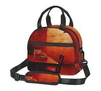 HMBGFW Sac à déjeuner isotherme avec motif chat sur la table pour femme, durable, imperméable et portable, petite boîte à déjeuner, porter des bretelles