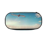 HMBGFW Sea and Blue Birds Jolie trousse à crayons rose et noir avec impression complète en tissu Oxford 300D