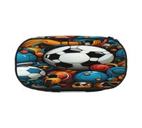 HMBGFW The Happy World of Football Jolie trousse à crayons rose et noire avec motif imprimé en tissu Oxford 300D