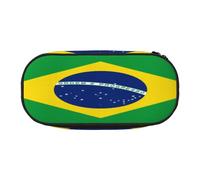 HMBGFW Trousse à crayons avec motif drapeau brésilien rose et noir, motif imprimé complet, tissu Oxford 300D