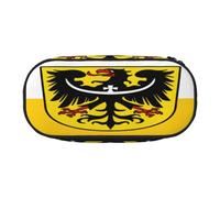 HMBGFW Trousse à crayons avec motif drapeau de Silésie - Rose et noir - Impression complète - Tissu Oxford 300D