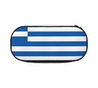 HMBGFW Trousse à crayons avec motif drapeau grec - Rose et noir - Impression complète - Tissu Oxford 300D