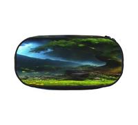 HMBGFW Trousse à crayons avec motif forêt de montagne sous la pluie - Rose et noir - Motif imprimé complet - Tissu Oxford 300D