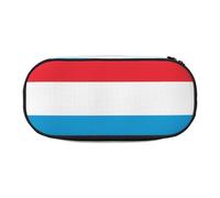 HMBGFW Trousse à crayons motif drapeau du Luxembourg - Rose et noir - Impression complète - Tissu Oxford 300D