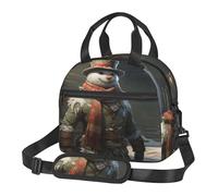 HMBGFW Yeti Warrior Sac à déjeuner isotherme pour femme, durable, imperméable et portable, petite boîte à déjeuner, porter des bretelles