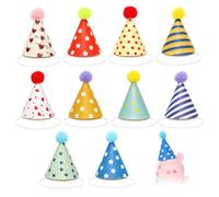 HMCEY 10 Pièces Mini Chapeaux De Fete, Petit Chapeau Conique Anniversaire | Chapeau Cône Anniversaire,Happy Birthday Hat Party,6 X 8,5 CM,Avec Pompon, Cordon Élastique,Pour Fêtes, Noël, Halloween