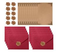 HMCEY 10 Pièces Papier à Lettre et Enveloppe Vintage,Ensemble de Papeterie Vieilli,Papier de Correspondance avec Autocollants de Cire,Writing Paper and Envelopes,Stationary Paper pour Invitation