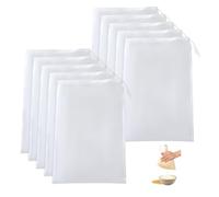 HMCEY 10 Pièces Sac Filtrant Alimentaire 20 X 30 CM,Etamine pour Confiture Nylon,Sac à Lait de Noix avec Cordon,Nut Milk Bag,Sacs à Lait Végétal Réutilisable,Filtre à Jus de Fruit,Poche Filtrante