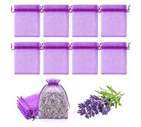 HMCEY 20 PCS Sachet Organza Violet 7x9 CM,Sachet Vide pour Lavande,Sachets à Remplir de Lavande,Pochon Tulle Dragées Mariage,Pochette Bijoux Organza avec Cordon de Serrage,Sac Cadeau Transparent