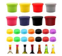 HMCEY 22 Pièces Bouchon Silicone Bouteille Vin,Rond Bouchon Champagne Silicone,Boissons Bouchons Universel Bouteille Verre,Bière Bouchons Multicolore RéUtilisables,bouchones Beer pour Conservation