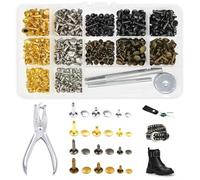 HMCEY 360 PCS Rivets pour Cuir à Frapper,Double Capuchon Rivet Couture Tissus,Goujon Rivet Tubulaire en Métal,Frapper Réparation Rivets de Reliure à Tête Plate,Riveteuse Cuir pour DIY-12 mm,8 mm,6 mm
