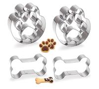HMCEY 4 PCS Emporte Piece Biscuit Chien,Emporte Piece Os et Patte de Chien,Moule Biscuit Inox,Emportes Pièces Patisserie,Cookie Cutter,Emportes Pièces Biscuits Enfant pour Gateau, Fête Artisanat