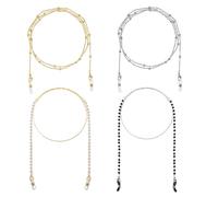 HMCEY 4 Pièces Chaine de Lunettes Perles,Cordon Lunettes Elegant,Chainette Lunette Chic,Attache Lunette Sport Fine,Eyeglass Chain Glasses Strap pour Lunettes de Soleil, Lecture - Multicolores
