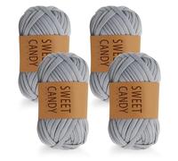 HMCEY 4 Pièces Fil Crochet 4 X 100 g,Tshirt Yarn,Fil Polyester pour Sac,Fils pour Crocheter Sac a MainThick Cotton Yarn,Fils de Coton Epais Douce,Files à Tricoter Paniers pour Adulte Bricolage