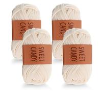 HMCEY 4 Pièces Fil Crochet 4 X 100 g,Tshirt Yarn,Fil Polyester pour Sac,Fils pour Crocheter Sac a MainThick Cotton Yarn,Fils de Coton Epais Douce,Files à Tricoter Paniers pour Adulte Bricolage