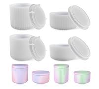 HMCEY 4 pièces Moule en Silicone Vase,Moule Silicone Resine Epoxy Pot avec Couvercle,Candle Mold,Fabrication de Bougies Moules Bougeoir Platre,Moules pour Chandelles pour Loisirs Créatifs, Bricolage