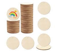HMCEY 50 Pièces Disque en Bois avec Trou 30 MM,Petit Rondin de Bois Decoration,Plaque de Bois Ronde Naturel,Panneau Bois pour Peinture,Tranche de Bois Deco Fins pour Dricolage, Artisanat, Etiquettes