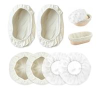 HMCEY 6 PCS Housse Banneton pour PainCouvercle pour Panier de Fermentation avec Élastique,Tissu en Lin pour Banneton à Pain Rond Ovale,Accessoires de Cuissonpour Boulangerie, Pâtisserie - 3 Tailles