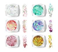 HMCEY 6 Pcs Paillette Visage Festival,Maquillage Glitter Corps,Paillette Cheveux,Ongles Nail Art Paillettes Loisirs Creatifs,Body Glitter Gel,Craft Glitters Makeup,Paillettes Cosmétique pour Halloween