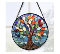 HMCEY Attrape Soleil en Acrylique 20 X 20 CM,Arbre de Vie pour Attrape Soleil Suspendu avec Chaîne à Suspendre,Sun Catcher,Vitrail Suspension,Décoration de Fenêtre en Acrylique pour Salon, Fenêtre