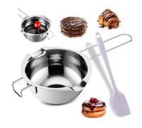 HMCEY Creuset pour Bain-Marie 400 ML,Bol Bain Marie INOX de Fusion,Casserole pour Cire Bougie avec Spatule en Silicone,Pot Chocolat a Fondre Réutilisable,Recipient Fondre Cire pour Sucre, Beurre