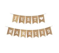 HMCEY Guirlande Just Married Banniere,Banderole Just Married Voiture avec 3.5 M Corde,Wedding Decoration Mariage Vintage,Banderole Vive Les Mariés pour Fête de Jardin, Voiture, Mariages - Blanc