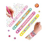 HMCEY Lot de 4 Diamond Painting Bracelet Diamant Enfant,Kit Diamond Painting Enfant,Creation Bracelet Fille,Bracelets Fabrication Diy,Bracelets Perls Loisirs Créatifs pour Cadeaux de Vacances