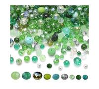 HMCEY Lot de 800 Perles en Cristal à Facettes 4/6/8 mm,Artisanat Perle Verre pour Bracelet,Perle pour Bijoux avec Cordon élastique,Rocaille Perles Et Assortiments,Glass Beads for Jewelry Making