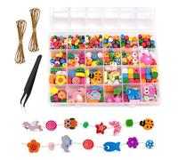 HMCEY Perles en Bois Colorées,Perle Naturelle pour Bracelet Enfant,Beads for Jewelry Making,Perle à Enfiler pour Fabrication Bijoux Avec Corde,Bille de Couleur pour Creation Bijoux pour DIY Artisanat