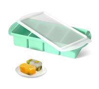 HMCEY Plateau de Congélation en Silicone 250 ML,Bac a Glacons avec Couvercle,Moule a Glacon pour Soupe,Récipient de Congélation pour Souper Cubes Freezer Tray pour Bouillon, Sauce - Vert Menthe