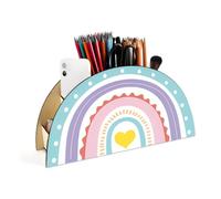 HMCEY Pot à Crayon Arc En Ciel,Pot Crayon Enfant Bureau,Organiseur de Bureau Bois,Organisateur de Bureaus Maison,Organiseur de Maquillage Multifonction pour Rangement d'articles de Papeterie