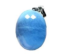 HMCOCOOFM Collier pendentif aigue-marine bleue naturelle for femme homme cristal d'argent 21x16x9mm perles ovales bijoux en pierre
