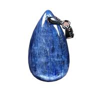 HMCOCOOFM Naturel Kyanite Cristal Pendentif Bleu Kyanite Pierre Bijoux for Femmes Hommes Cadeau De 27x15x5mm Perles Cat Eye Goutte D'eau Sliver Gemstone AAAAA