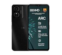 HMD Arc Smartphone (4 Go de RAM/64 Go + MicroSD, batterie 4000 mAh, écran HD 6,51", double appareil photo 13 MP, OS Android 14 Go, certifié IP54, réparation Gen1) Noir
