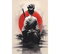 HMDKHI Images de posters japonais Bushido, peinture de figurines japonaises de ninjas samouraï, figurines japonaises et mont Fuji, sans cadre, JP-09, 1 pièces - 40 x 60 cm