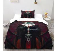 HMELTDIM Anges Noirs Imprimé Parure De Lit Microfibre Super Douce Et Respirante Ange Noir Gothique Housses De Couettes 2 Pièces Et 1 Taie d'oreiller Single（135x200cm）