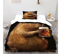HMELTDIM Bière Capybara Housse De Couette 2 Pièces 3D Motif Imprimé Animaux drôles Linge De Lit Microfibre Adulte avec Fermeture Éclair Et Taies d'oreiller Single（135x200cm）