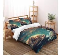 HMELTDIM Casque d'astronaute Housse De Couette 3 Pièces 3D Motif Imprimé Ciel étoilé Themes Linge De Lit Microfibre Adulte avec Fermeture Éclair Et Taies d'oreiller Super King(260x220cm)