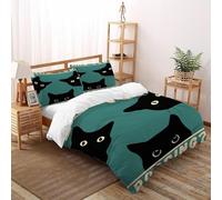 HMELTDIM Chats drôles Housse De Couette 3 Pièces 3D Motif Imprimé Chat Mignon Linge De Lit Microfibre Adulte avec Fermeture Éclair Et Taies d'oreiller Double（200x200cm）