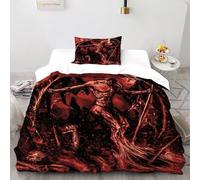 HMELTDIM Diable Housse De Couette 2 Pièces 3D Motif Imprimé Enfer démon Linge De Lit Microfibre Adulte avec Fermeture Éclair Et Taies d'oreiller Single（135x200cm）