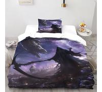 HMELTDIM Dragon moissonneur Cosmique Housse De Couette 2 Pièces 3D Motif Imprimé Cosmique Reaper Linge De Lit Microfibre Adulte avec Fermeture Éclair Et Taies d'oreiller Single（135x200cm）