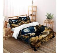 HMELTDIM Eagle du désert Housse De Couette 3 Pièces 3D Motif Imprimé Faune Sauvage Linge De Lit Microfibre Adulte avec Fermeture Éclair Et Taies d'oreiller Double（200x200cm）