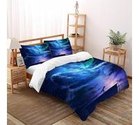 HMELTDIM Galaxie de Baleine Housse De Couette 3 Pièces Animal Themes Marine Animals Imprimé De Couvre-Lit Microfibre pour Adulte Et Enfant avec 2 Taie d'oreiller Double(200x200cm)
