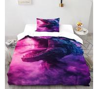 HMELTDIM Godzilla Housse De Couette 2 Pièces Parure De Couette Animal Themes Wildlife Couvre-Lit Microfibre pour Adulte Et Enfant avec Taies d'oreiller Single(135x200cm)