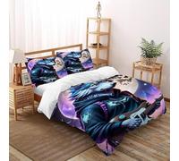 HMELTDIM Loup Guitareee Housse De Couette 3 Pièces Animal Themes Wildlife Imprimé De Couvre-Lit Microfibre pour Adulte Et Enfant avec 2 Taie d'oreiller Double(200x200cm)