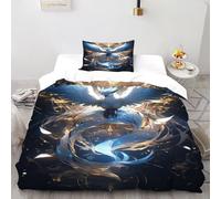 HMELTDIM Oiseau Divin Housse De Couette 3 Pièces Glowing Oiseau Divin Ensemble Literie Microfibre Adulte avec Fermeture Éclair 1 Taie d'oreiller Single（135x200cm）