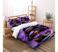 HMELTDIM Purple Navire Pirate Housse De Couette 2 Pièces 3D Motif Imprimé Voilier Pirate Linge De Lit Microfibre Adulte avec Fermeture Éclair Et Taies d'oreiller King（220x240cm）
