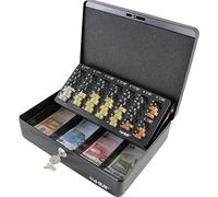 HMF 10015-02 Caissette à monnaie avec plateau de comptage de pièces Euro, 30 x 24 x 9 cm, noir