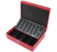 HMF 10015-03 Caisse à monnaie verrouillable avec plateau de comptage pour pièces | 30 x 24 x 9 cm | Rouge