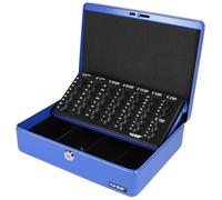 HMF 10015-05 Caisse à monnaie verrouillable avec plateau de comptage pour pièces | 30 x 24 x 9 cm | Bleu
